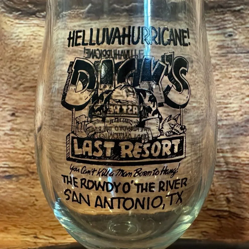 Dick's Last Resort Hurricane Glass San Antonio TX Souvenir Drinkware